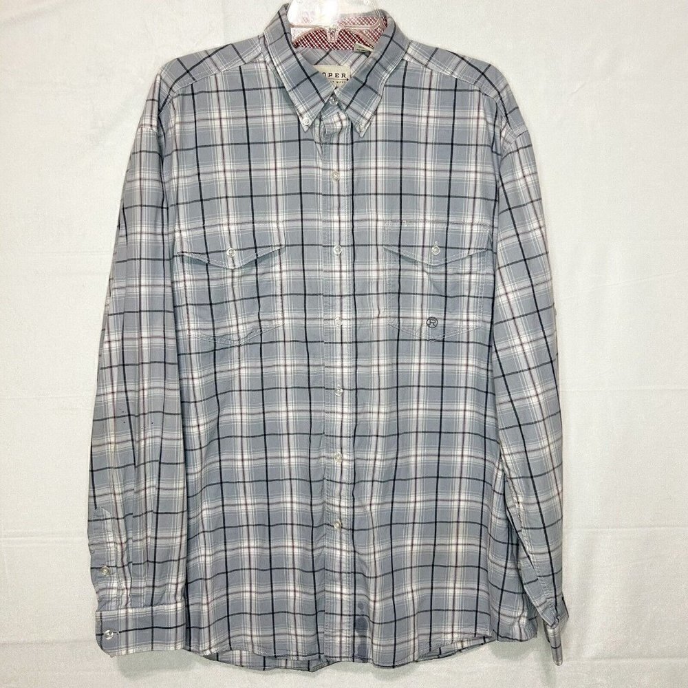 Roper Wear the West Western Button Down Shirt Blue Plaid Cotton Sz L